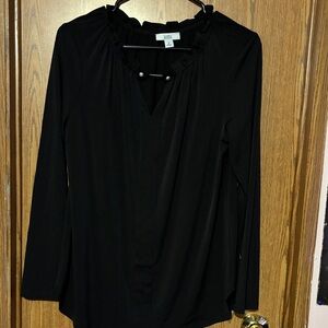 Croft & Barrow Black Blouse with Pearl Accents